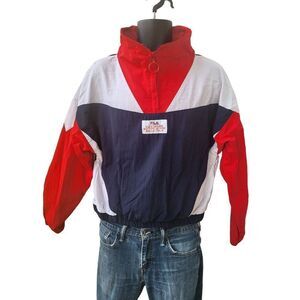 Fila‎ Windbreaker Women Sz L 1/4 Zip Multicolor Italia Long Sleeve Retro